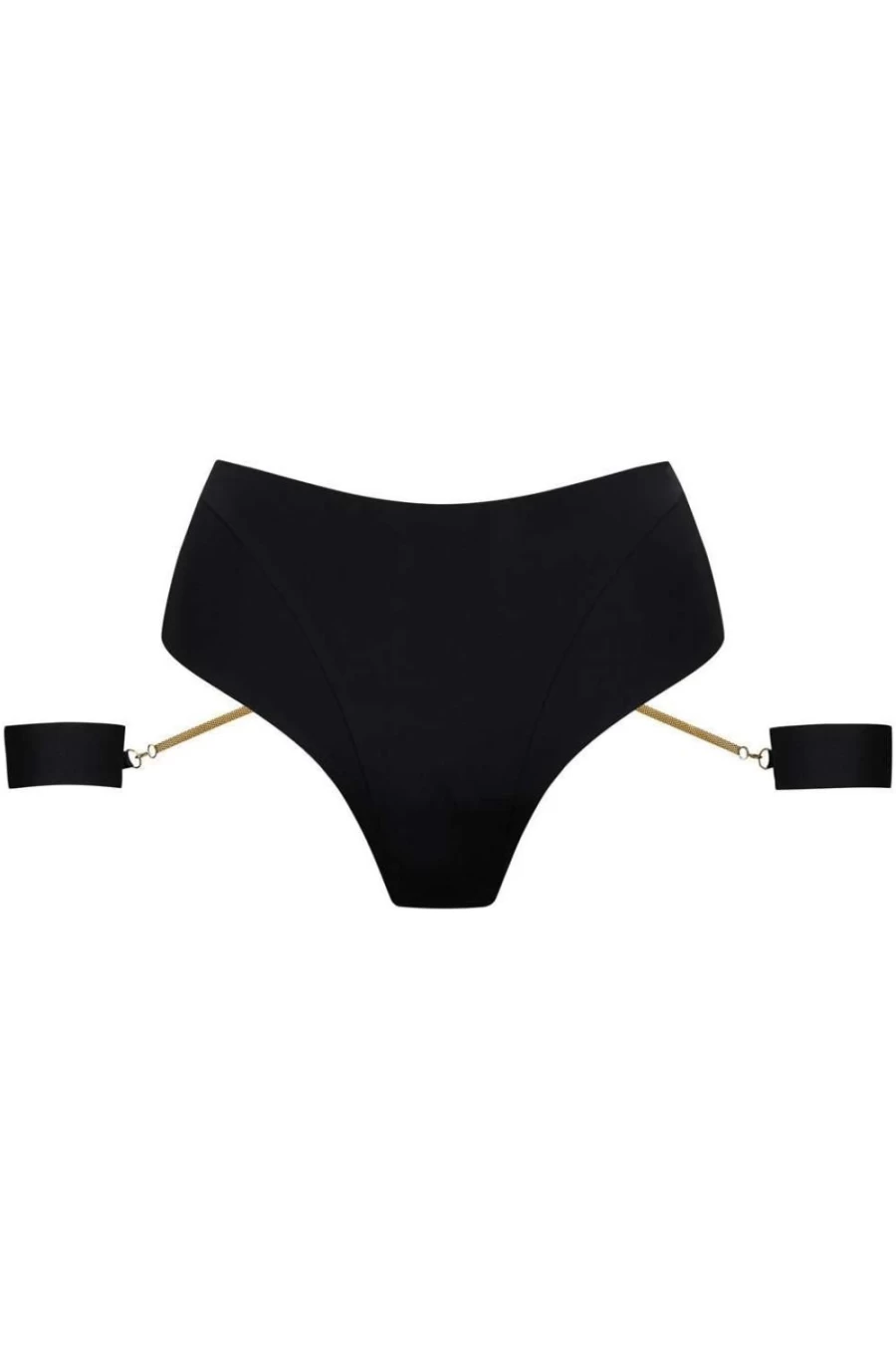 Maison Close Black High Waist Openable Thong with Cuffs - Tapage Nocturne Collection