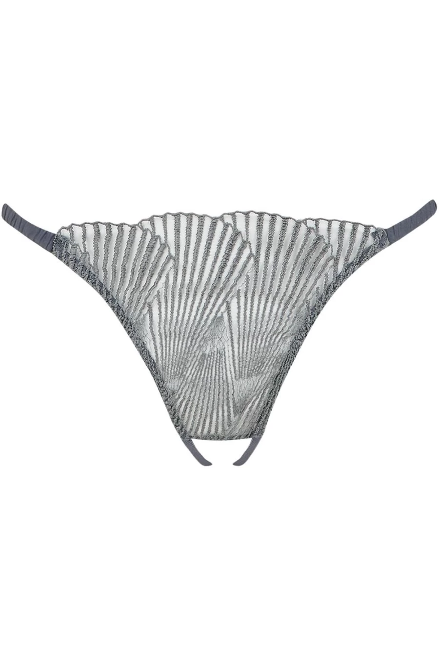 Coco de Mer Athena Silver Open Thong - Luxury Lingerie