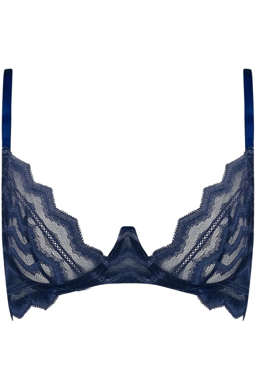 Coco de Mer Muse - Margot Plunge Bra in Navy | Luxury Lingerie