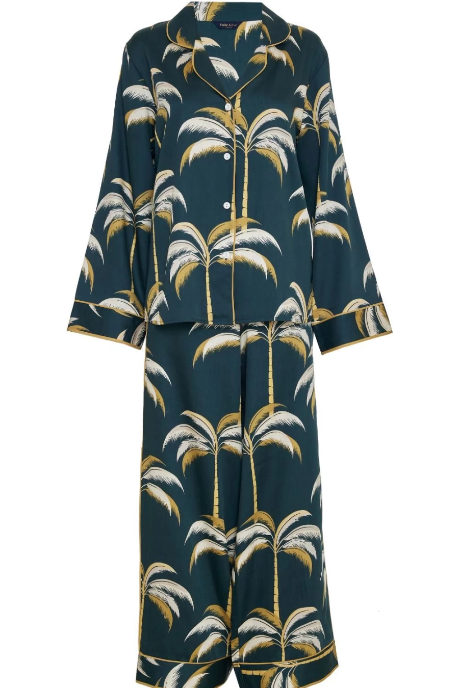 Fable & Eve Emerald Green Palm Print Pyjama Set - Women's Luxury Sleepwear