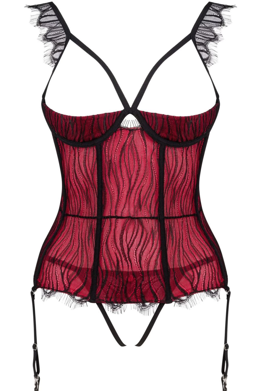 Obsessive Denissa Open Corset & Thong Lingerie Set in Multi Color