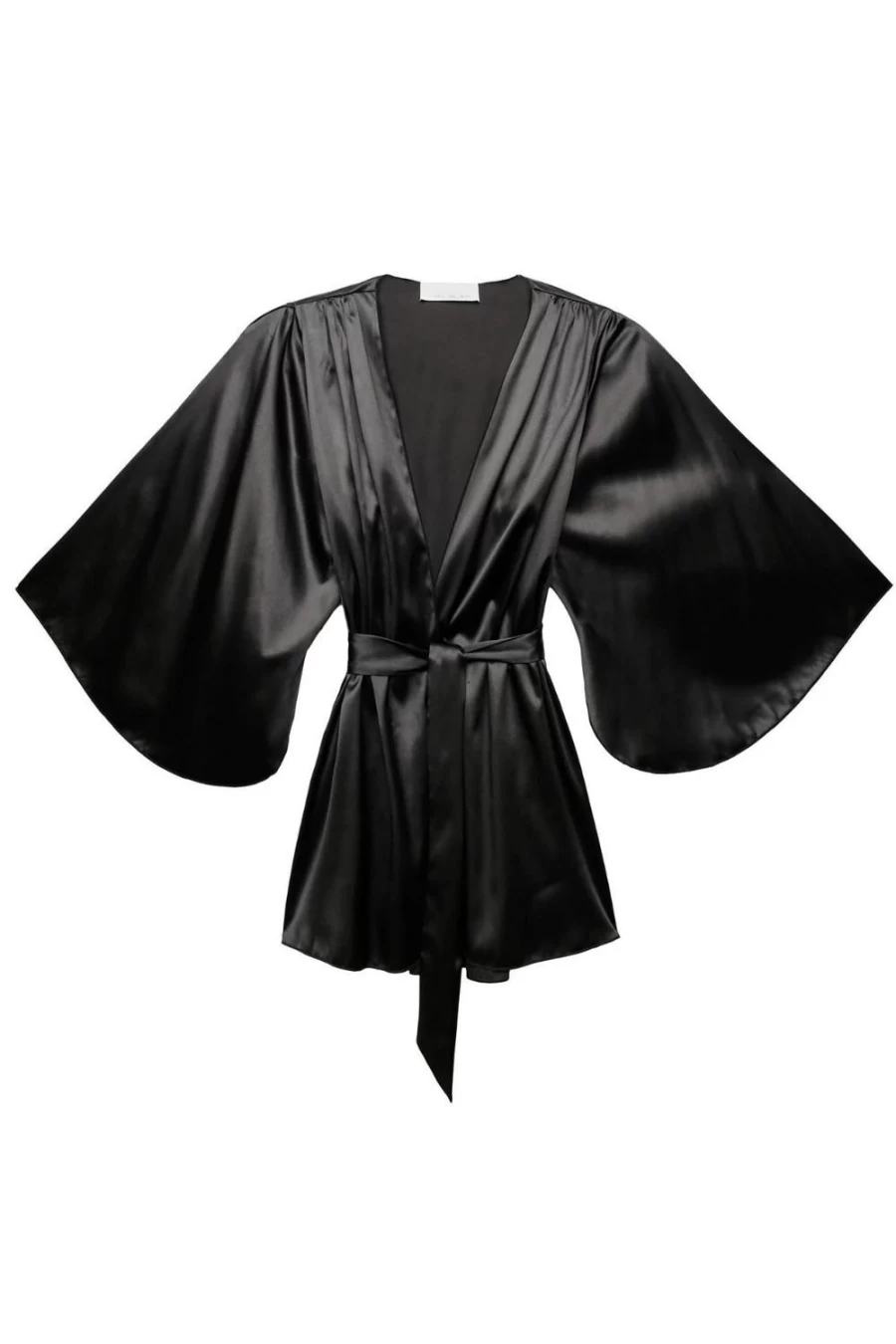 Fleur Du Mal Black Angel Sleeve Robe - Luxurious Lace Kimono Wrap