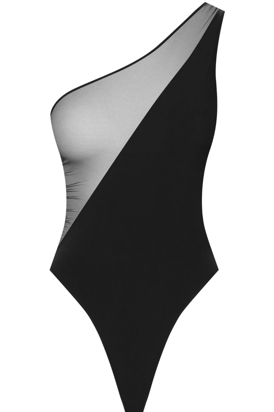 Maison Close Black Nuit Fauve Asymmetric Thong Bodysuit