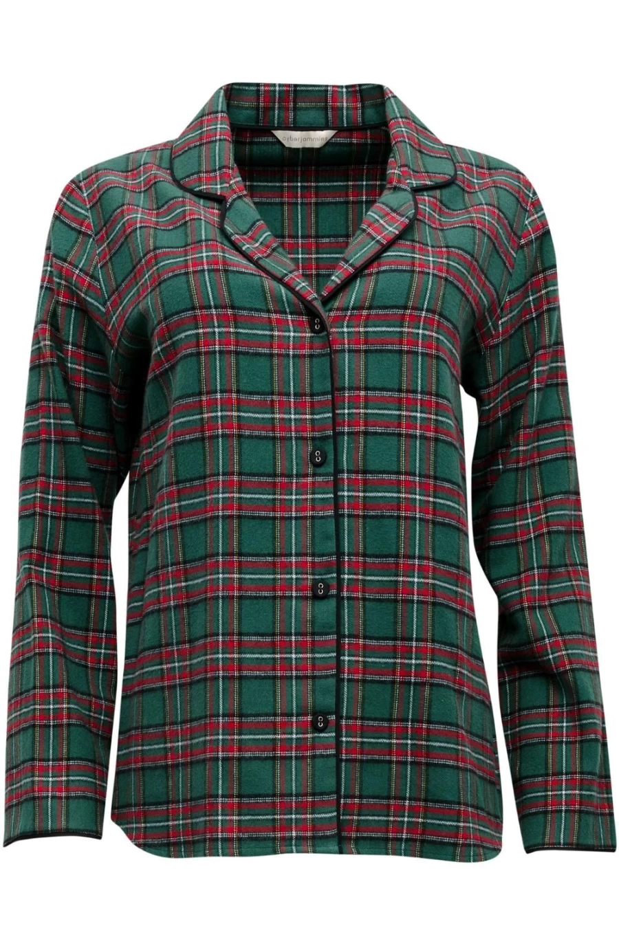Cyberjammies Whistler Check Pyjama Top - Green Mix Plaid Sleepwear for Women