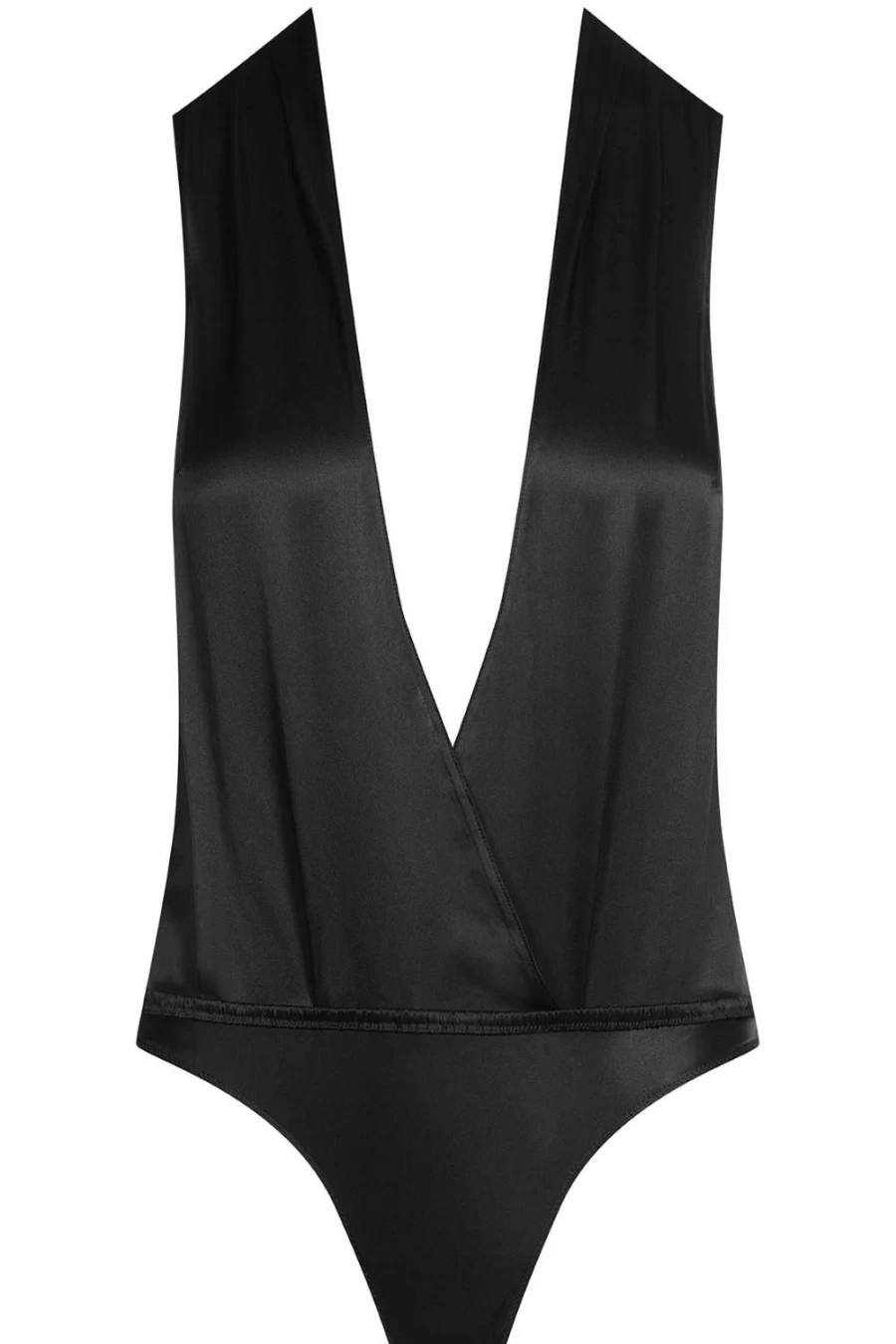 Maison Close Black Rendez-Vous Silk Wrap Thong Bodysuit for Women