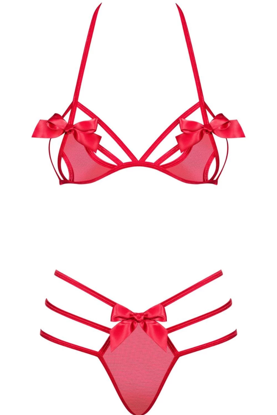Obsessive Red Lace Bra and Thong Set - Giftella Women's Lingerie