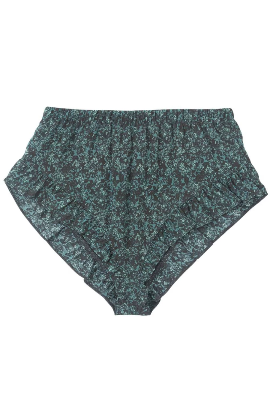 Else Women's Cedar & Black Silk Ruffled Shorts - Botanist Floral Design