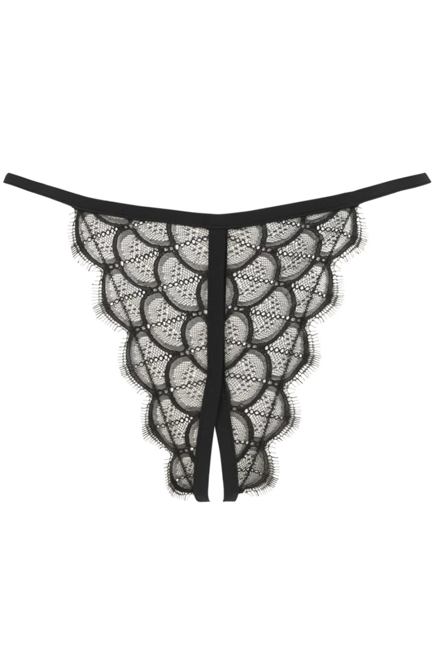 Atelier Amour Mystic Shadow Black Open Thong - Sensual Lingerie for Women