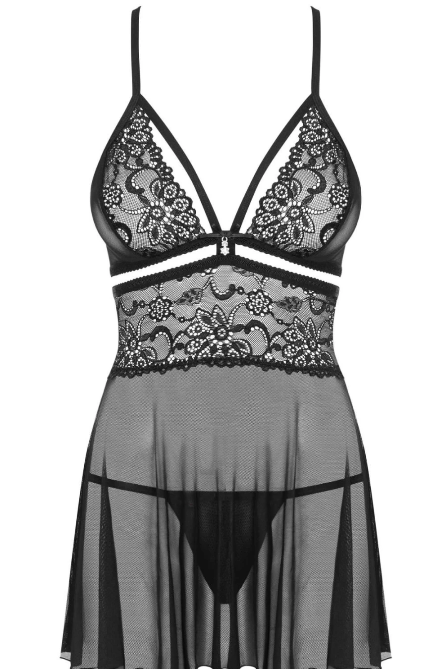 Obsessive Black Babydoll Lingerie with Thong - Sexy Nightwear for Women