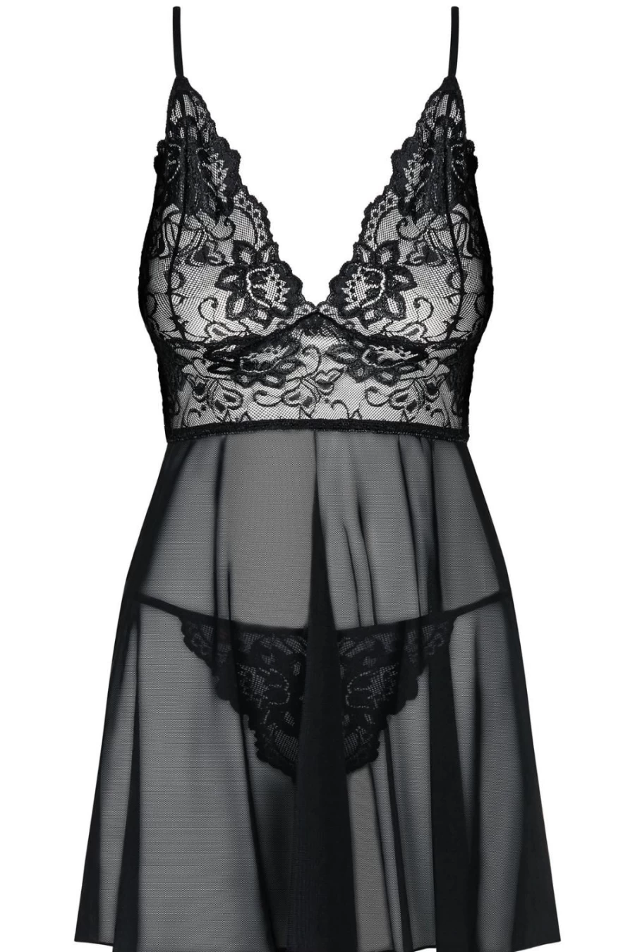 Obsessive Black Idillia Babydoll & Thong Lingerie Set
