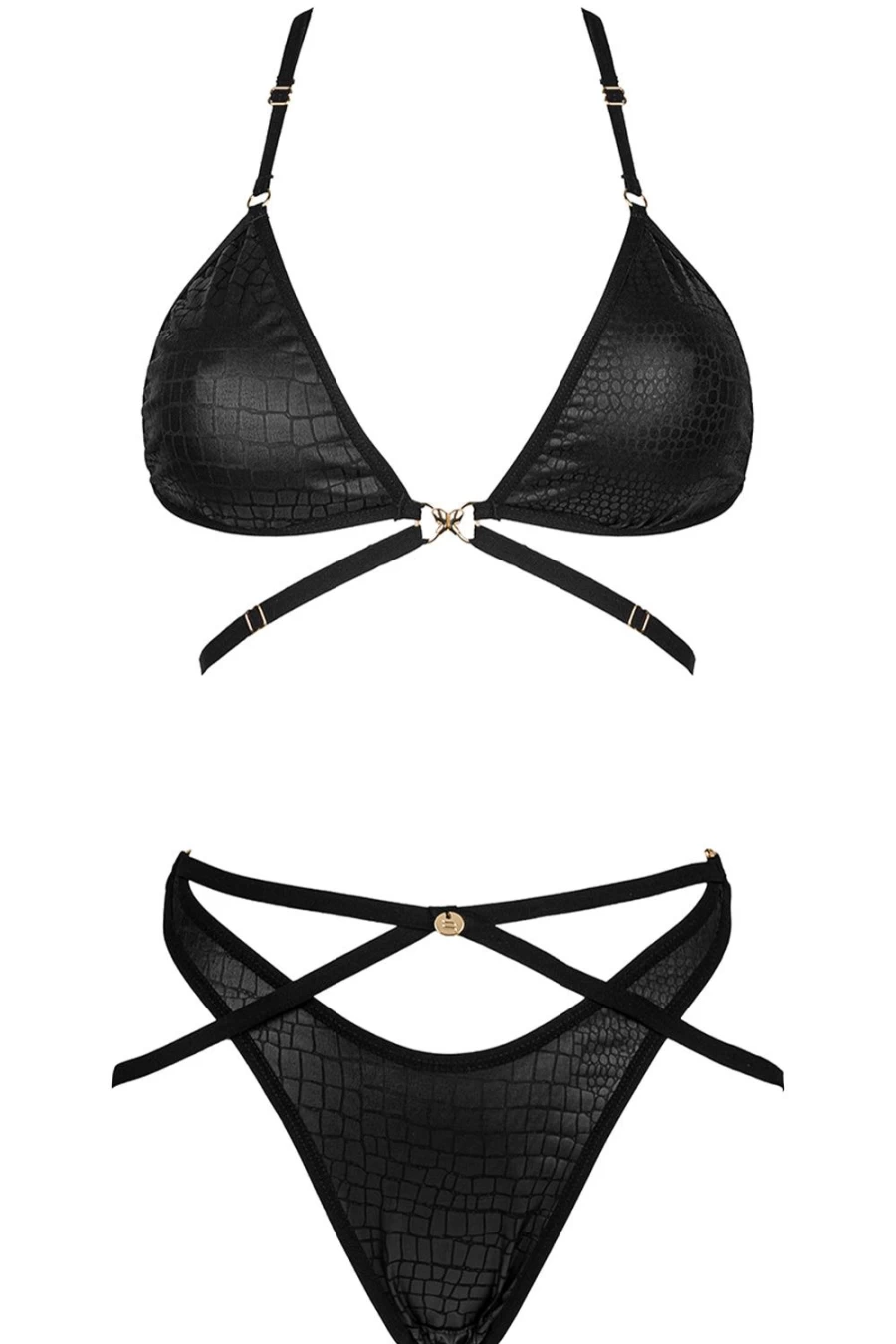 Obsessive Black Cobra Nive Lace Bra & Brief Set - Seductive Lingerie