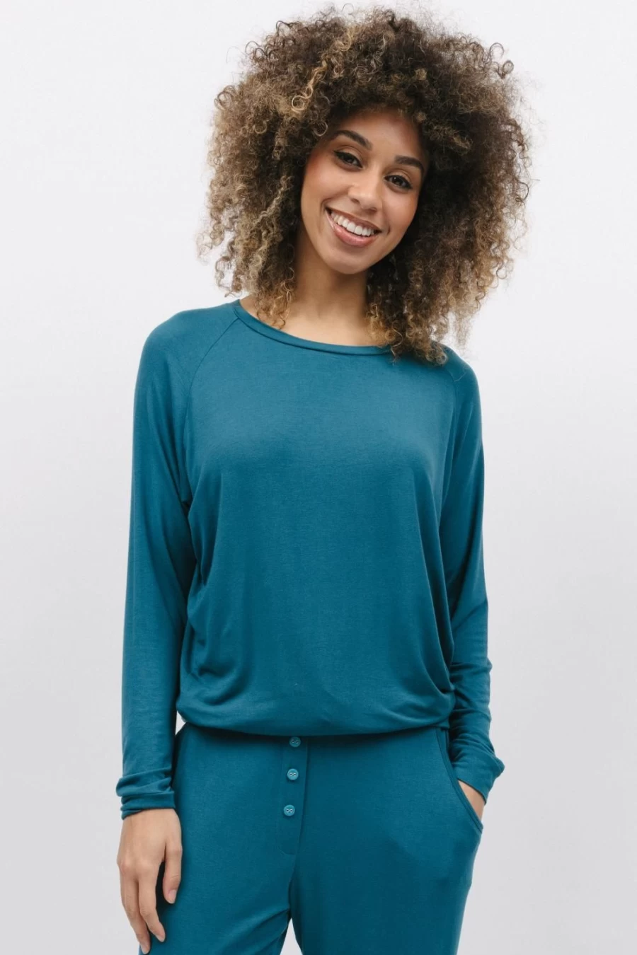 Cyberjammies Women's Teal Maple Long Sleeve Slouch Jersey Top