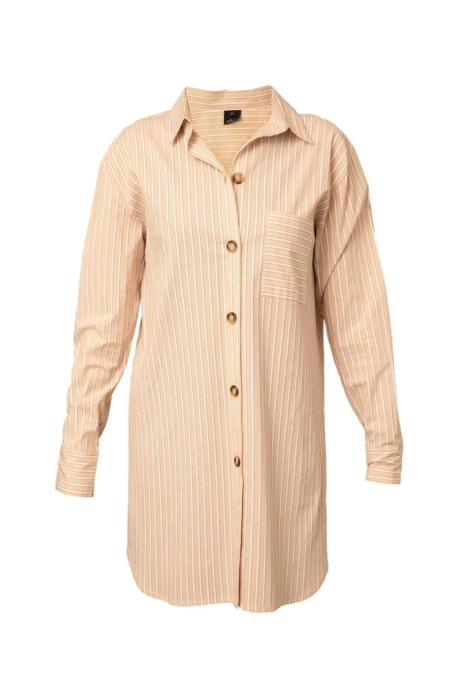 Else Women's Flax/White/Clay Hamptons Style Shirt Dress - Casual Summer Beach Dress