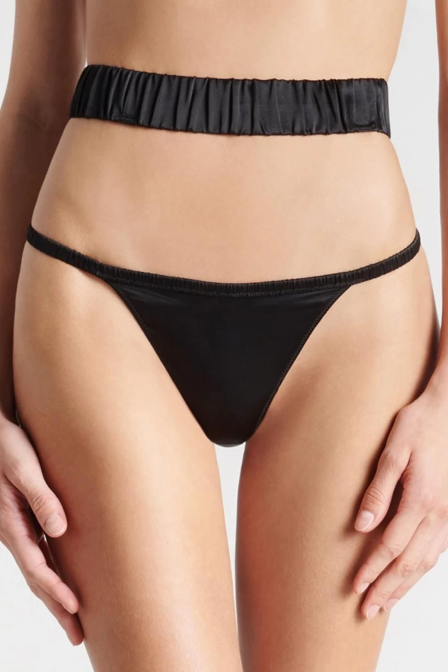 Maison Close Black Rendez-Vous Silk Strap Brief - Luxurious Lingerie