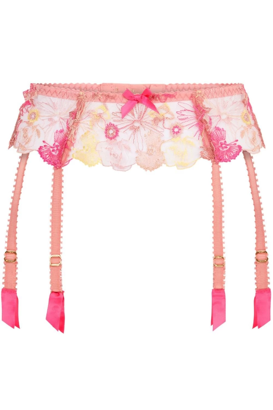 Agent Provocateur Zuri Suspender in Dusky Pink & Yellow - Stylish Adjustable Lingerie Accessory
