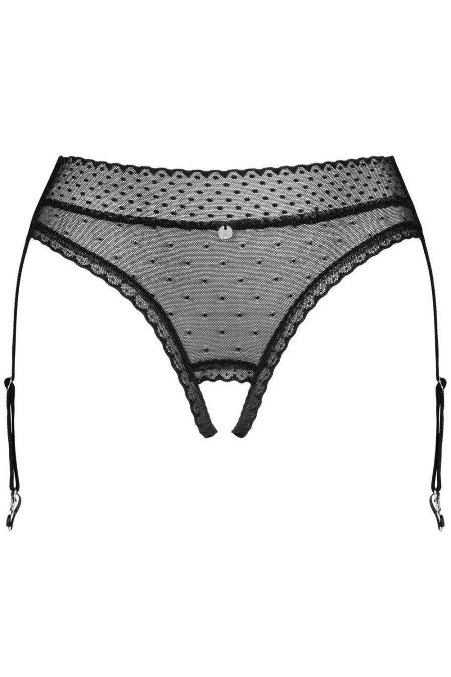 Obsessive Black Lanelia Crotchless Suspender Brief - Seductive Lingerie for Women