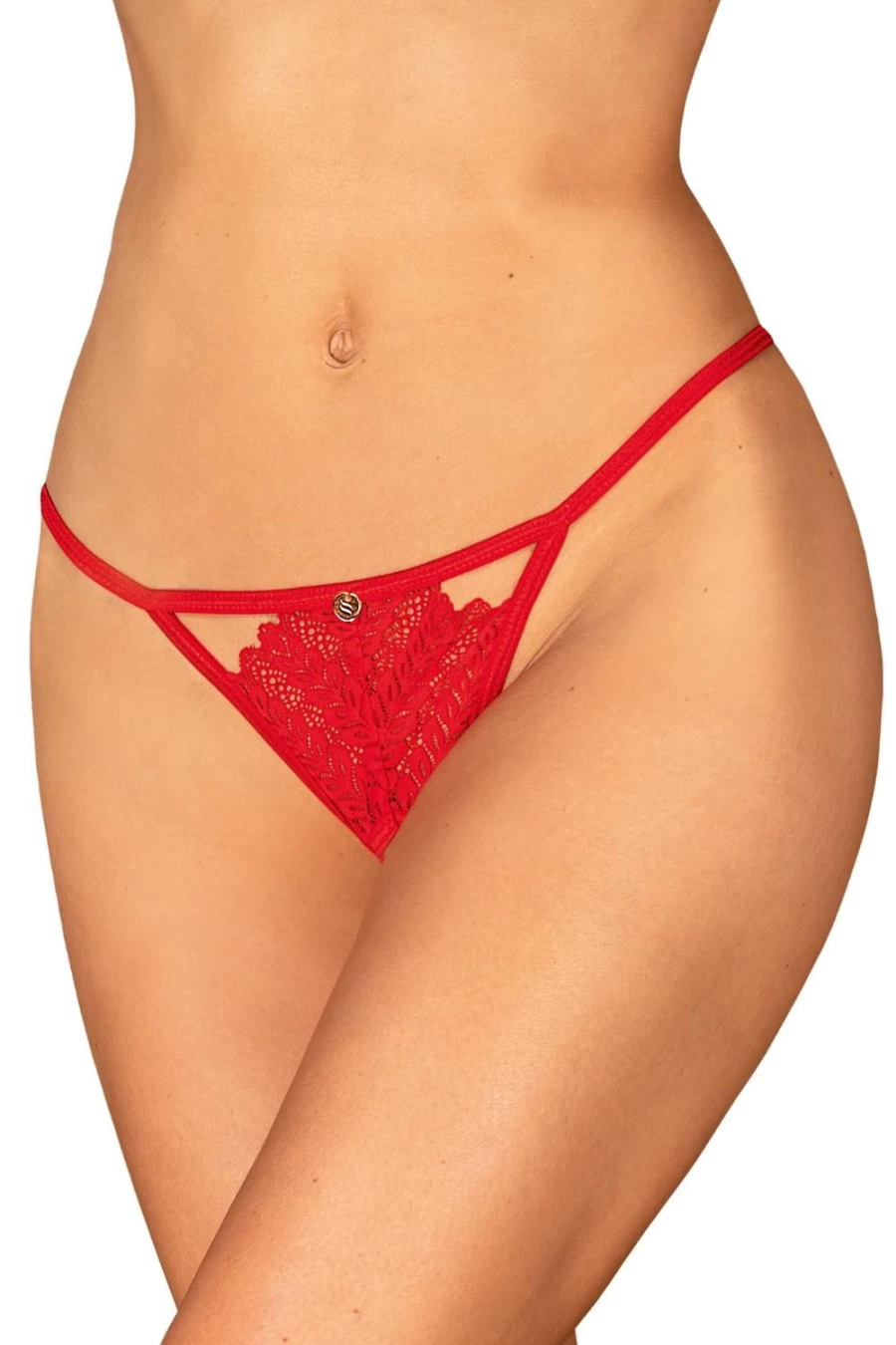 Obsessive Red Crotchless Mini Thong Lingerie - Sexy Women's Underwear