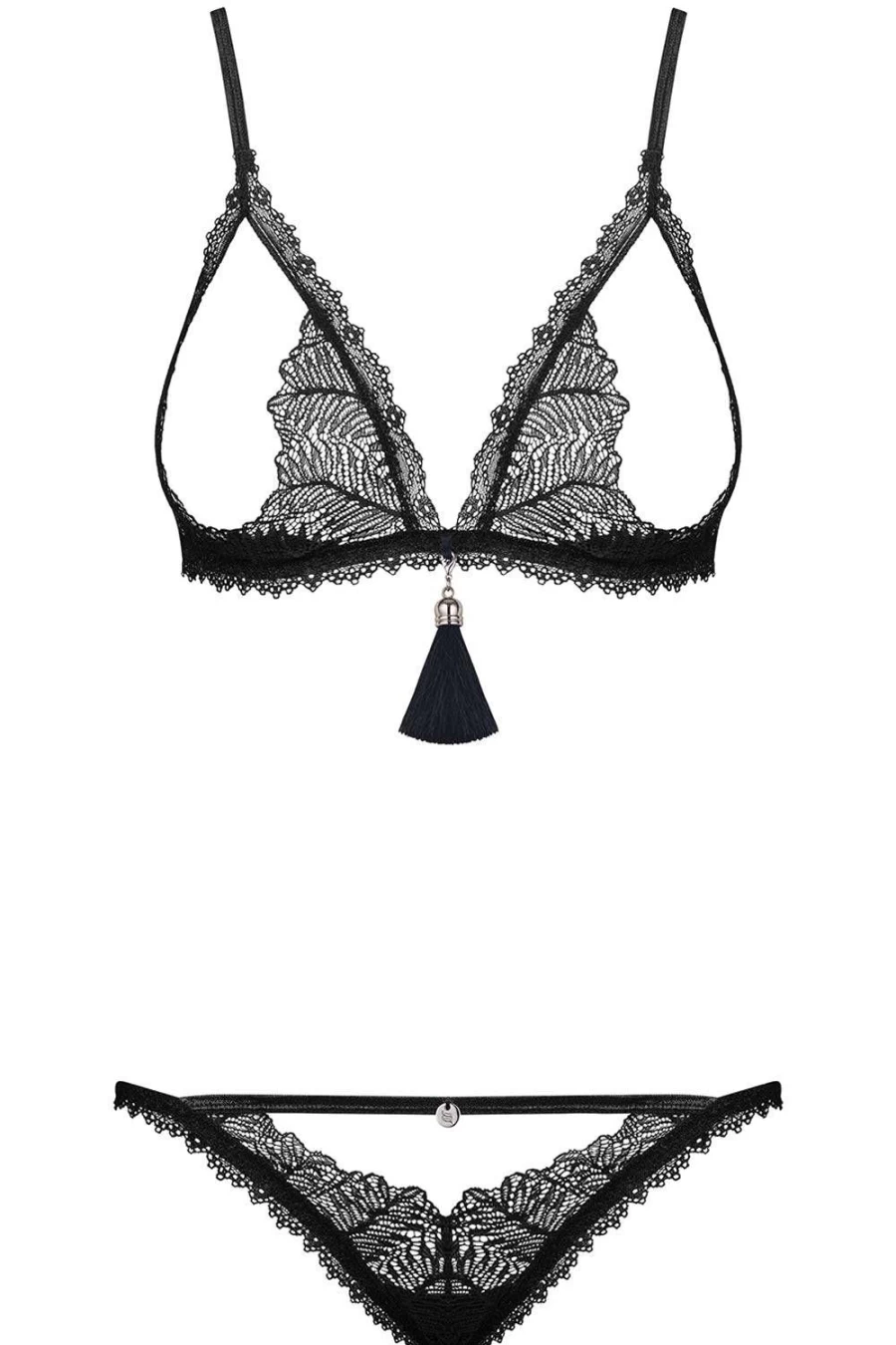 Obsessive Black Romanesa Lace Bra and Thong Set - Elegant Lingerie