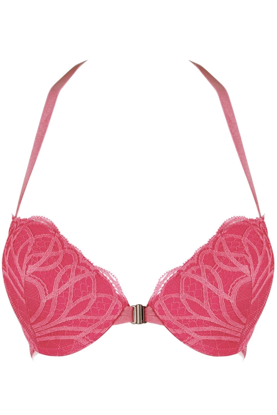 Jolidon Angels Push Up Bra - UK 32C, Pink Lace Underwear for Women, Enhanced Lift & Comfort