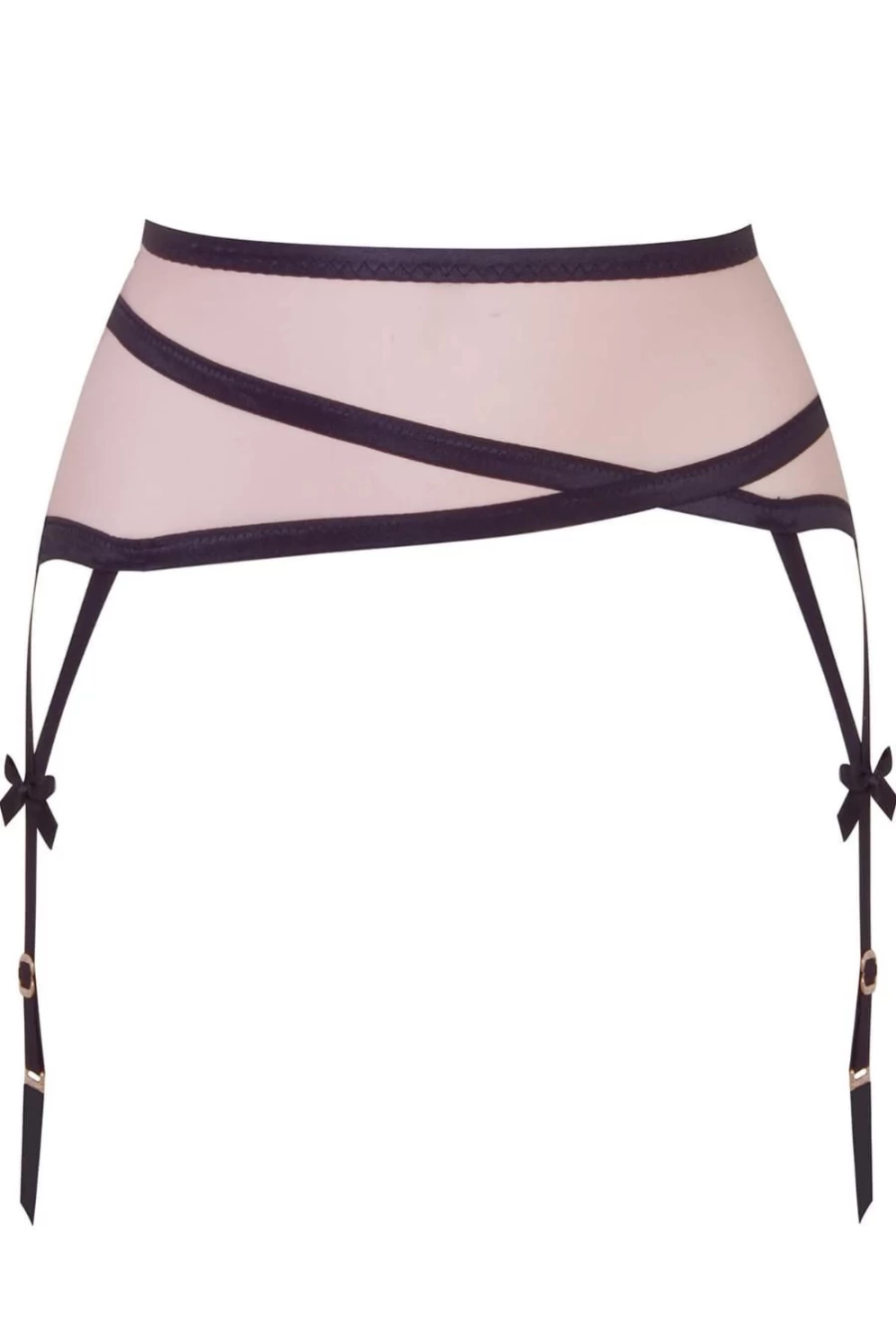 Agent Provocateur Joan Suspender in Mink & Black - Luxury Lingerie Garter Belt