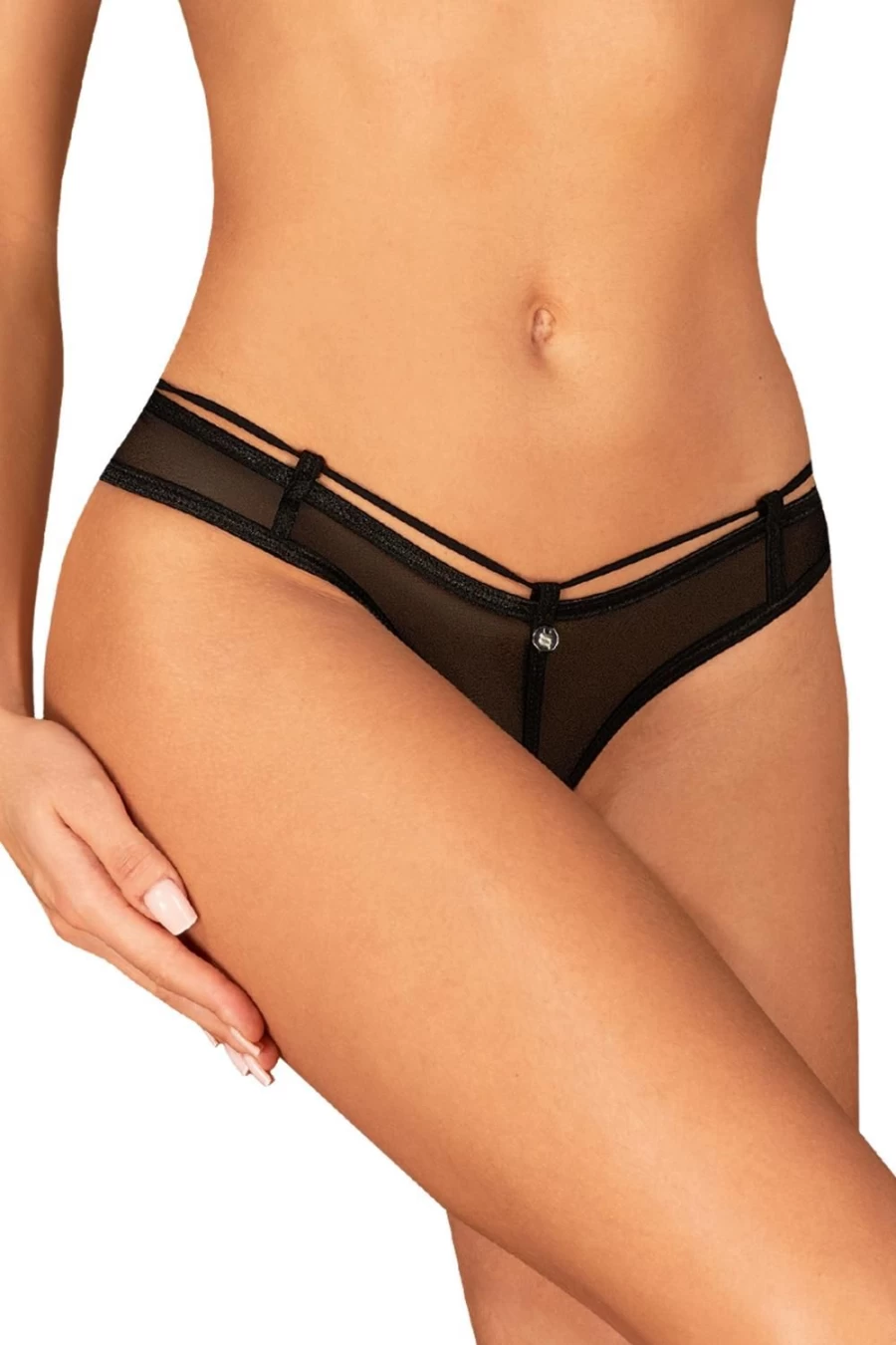 Obsessive Black Roxelia Crotchless Thong - Seductive Lingerie for Women