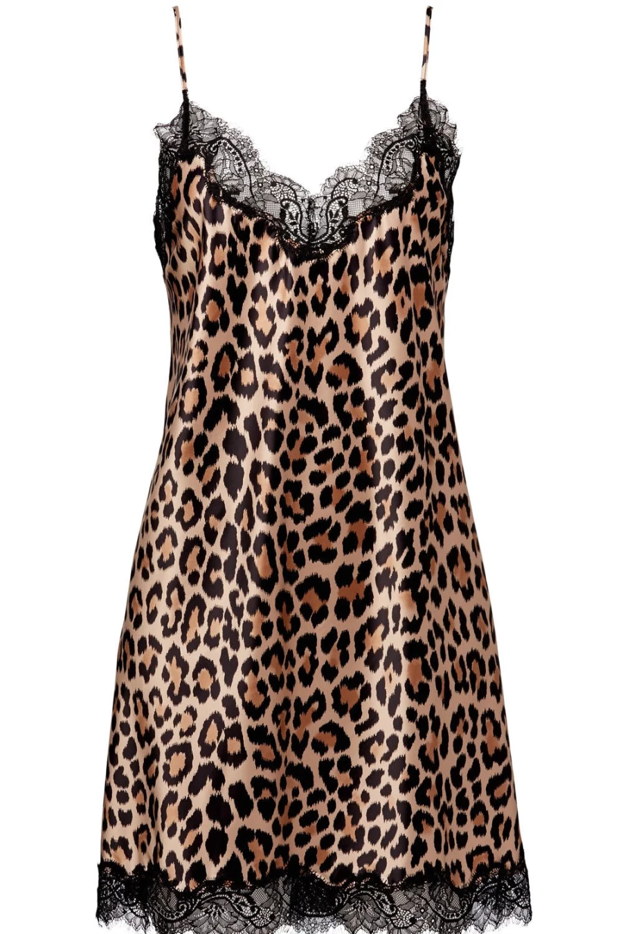 Sainted Sisters Scarlett Animal Print Black Silk Chemise for Women
