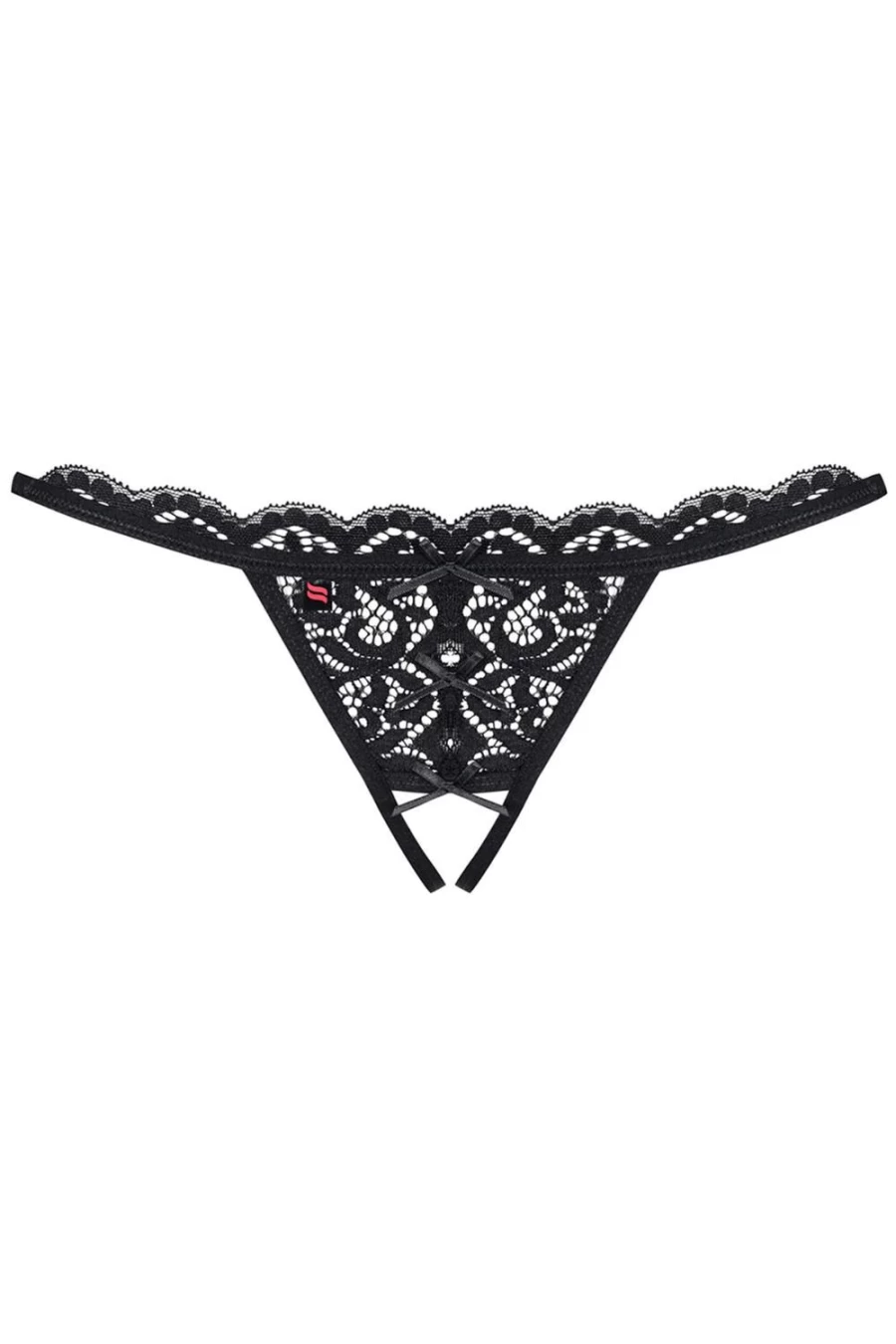 Obsessive Black Crotchless Thong Lingerie - 831 Sexy Open Design Women's Underwear