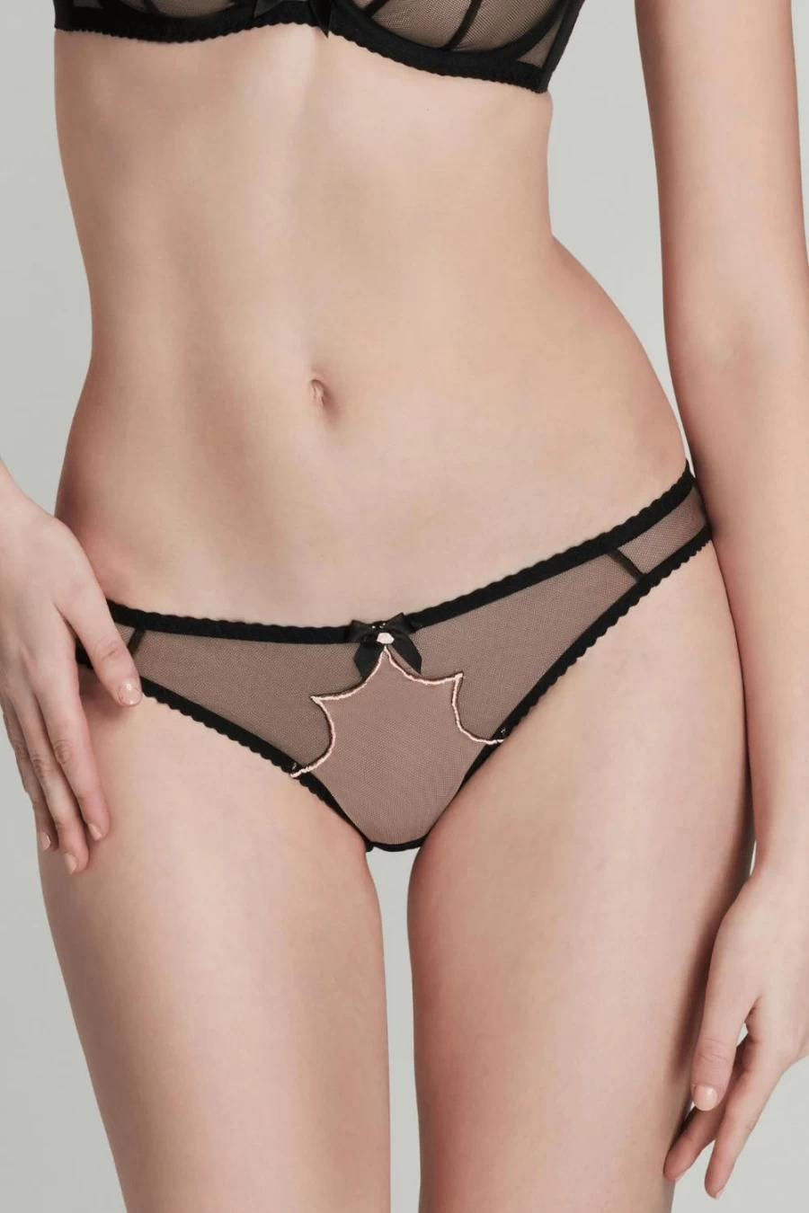 Agent Provocateur Lorna Brief - Black & Pink Lace Luxury Underwear