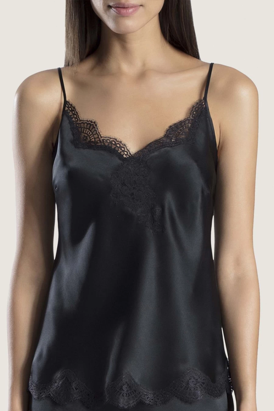 Aubade Black Silk Camisole Toi Mon Amour - Luxurious Lingerie Top