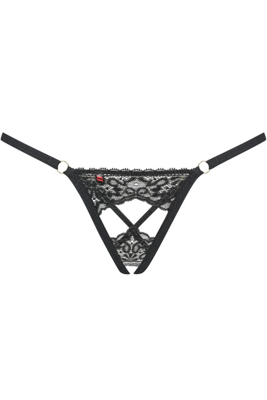 Obsessive Black Mesh Crotchless Thong - Seductive Lingerie for Women