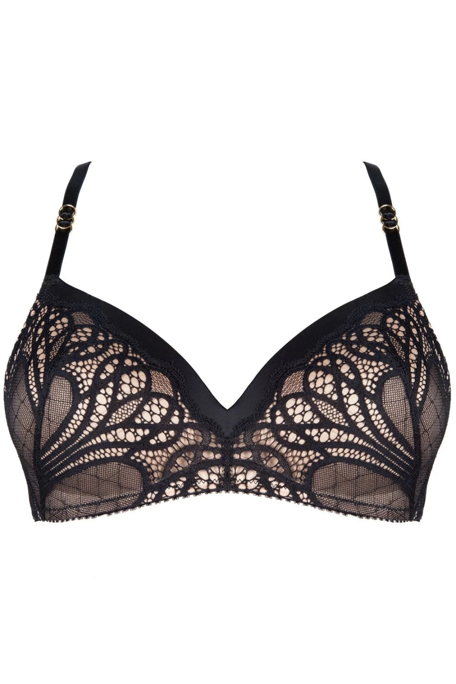 Jolidon Wireless Padded Bra - Comfortable B-D Cup Black Lace Underwear