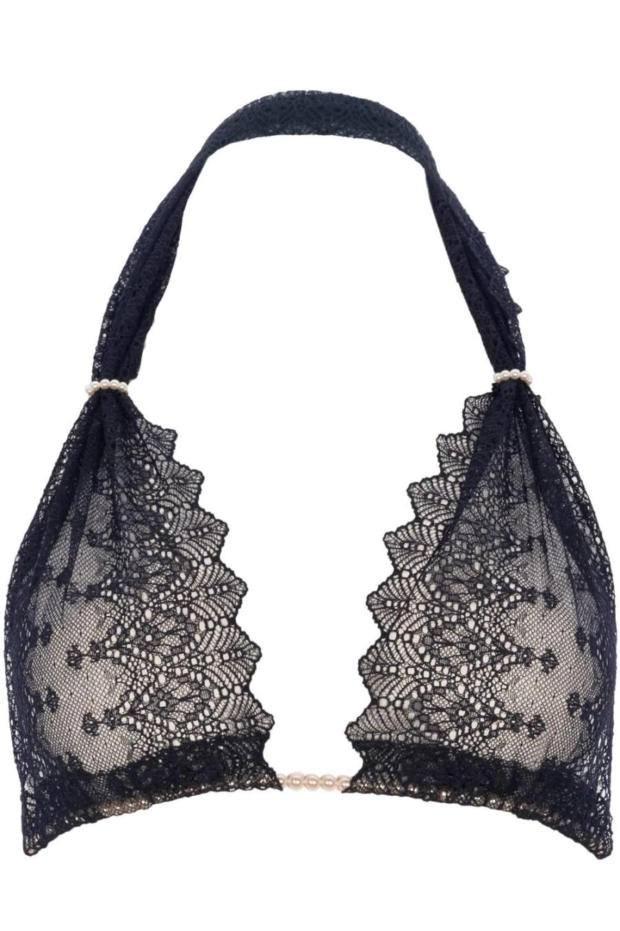 Bracli Black Geneva Pearl Bra - Elegant Lace Underwear for Women