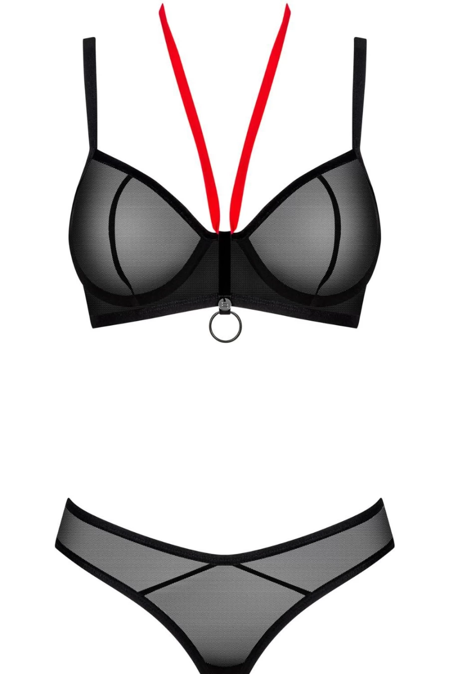 Obsessive Black Glandez Lace Bra and Thong Set - Women's Sexy Lingerie