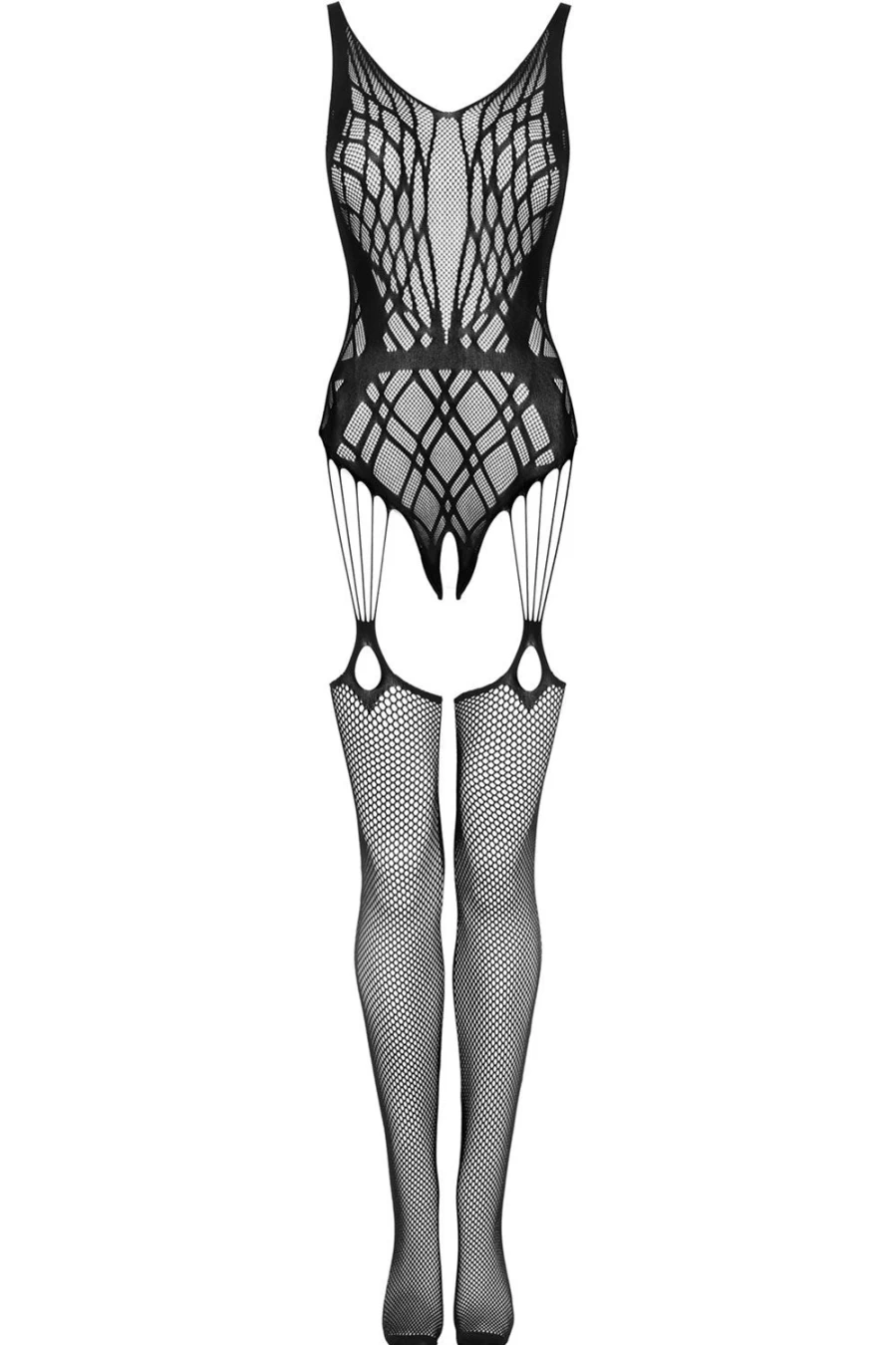 Obsessive G324 Black Bodystocking - Stretchable Lace Full-Body Lingerie for Women