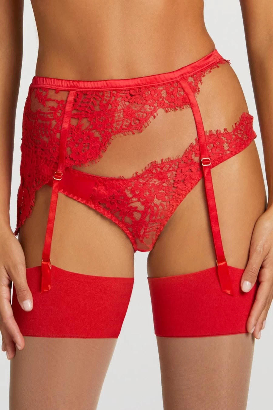 Coco de Mer Red Marella Open Suspender Lace Knicker