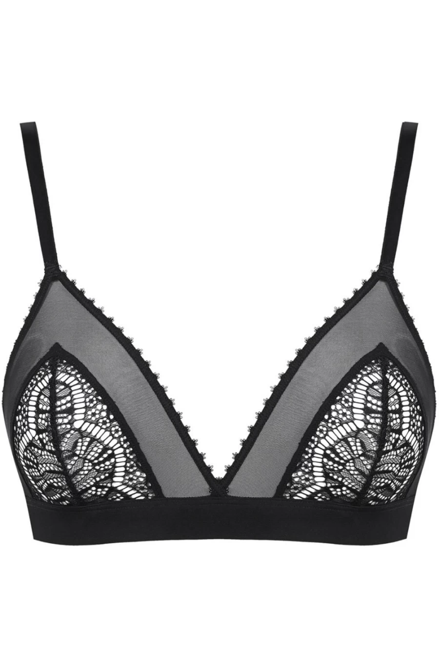 Maison Close Black Accroche Coeur Triangle Lace Bra - Elegant & Seductive Lingerie
