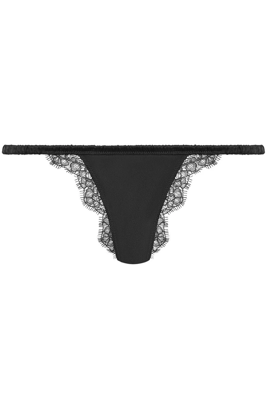 Maison Close Black Rendez-Vous Silk & Lace Mini Thong - Luxurious Women's Underwear