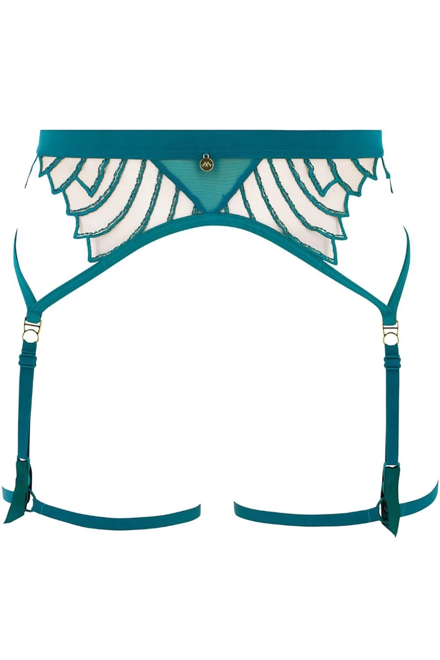 Atelier Amour Cosmic Dream Suspender Harness in Lagoon - Stylish BDSM Gear for Fashion & Fetish