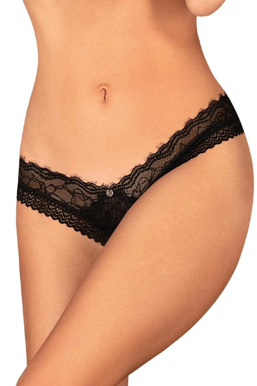 Obsessive Black Medilla Crotchless Thong Lingerie for Women