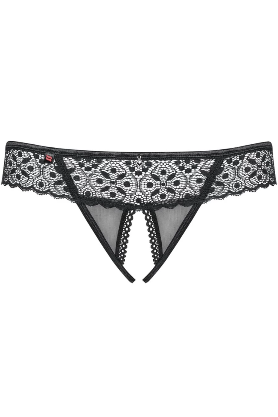 Obsessive Black Shibu Crotchless Thong - Seductive Lingerie for Women