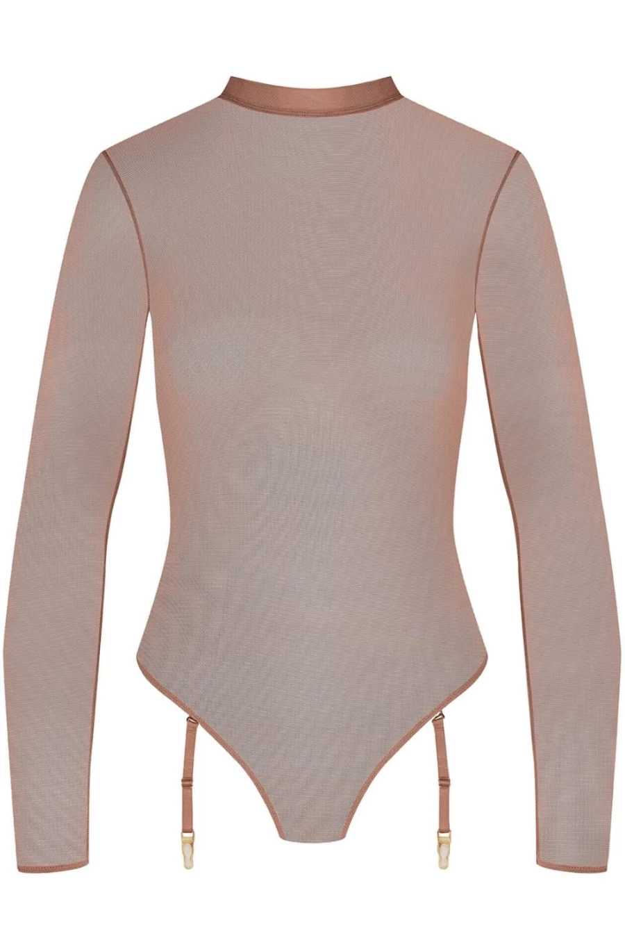 Maison Close Ginger Snap & Neon Pink Long Sleeved Thong Bodysuit - Corps A Corps Lingerie