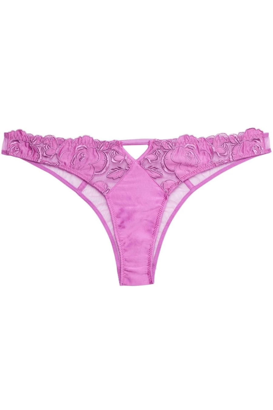 Fleur Du Mal Pink Iris Rose Embroidered Cheeky Brief Underwear