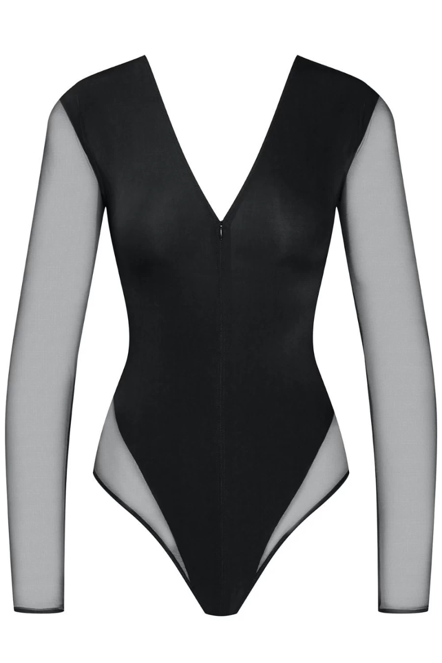 Maison Close Black Pure Tentation Thong Bodysuit with Zip Front Detail