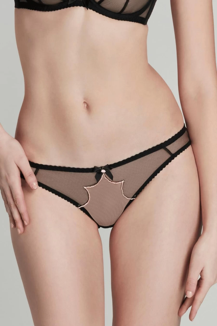 Agent Provocateur Lorna Brief - Black & Pink Lace Underwear for Women