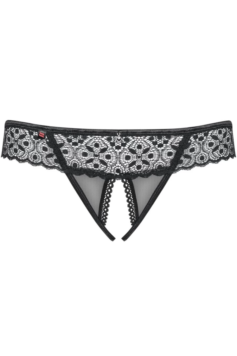 Obsessive Black Shibu Crotchless Thong - Seductive Lingerie for Women