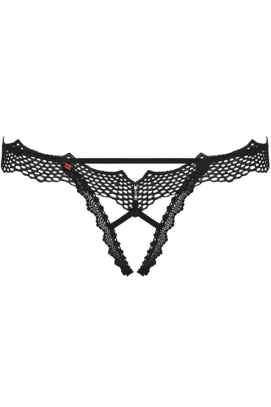 Obsessive Bravelle Black Crotchless Thong Lingerie for Women