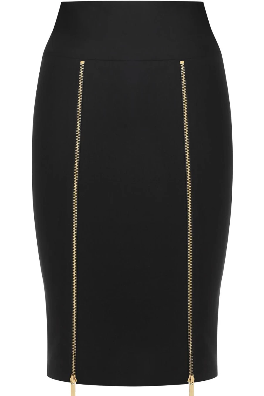 Maison Close Black Wool Pencil Skirt with Zip Details - Elegant Tailored Fit