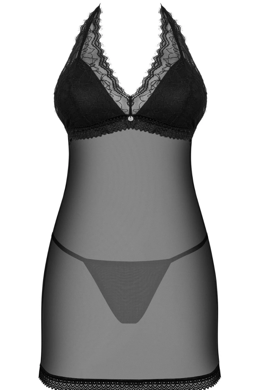Obsessive Black Medilla Chemise & Thong Lingerie Set