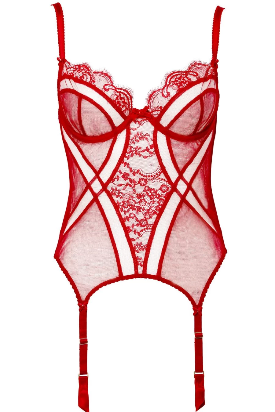 Dita Von Teese Muse Basque Corset in Vermilion Red - Burlesque Lingerie & Shapewear