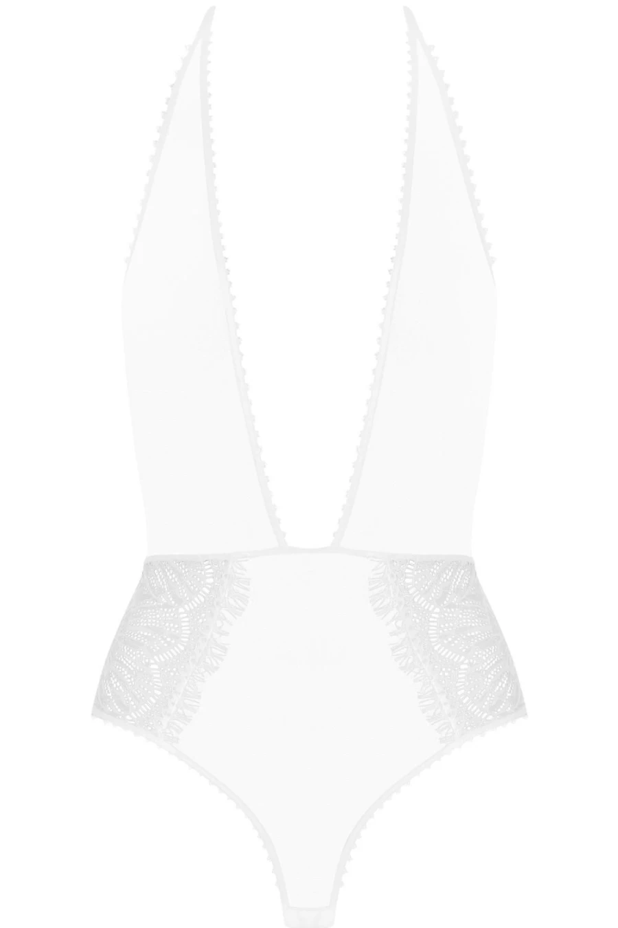 Maison Close White Accroche Coeur Thong Bodysuit - Lingerie & Lace Bodysuit
